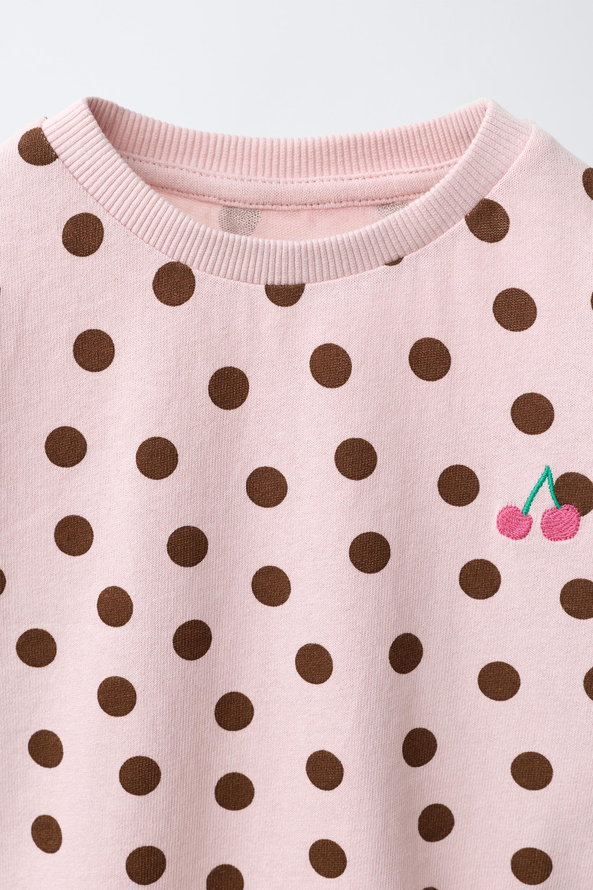 T-SHIRT À POIS ET BRODERIE CERISES